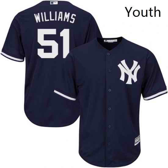 Youth Majestic New York Yankees 51 Bernie Williams Replica Navy Blue Alternate MLB Jersey